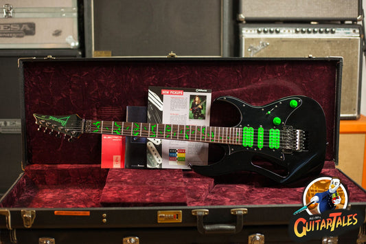 Ibanez Jem7PBK W/777VBK Neck 1989 Black/Green