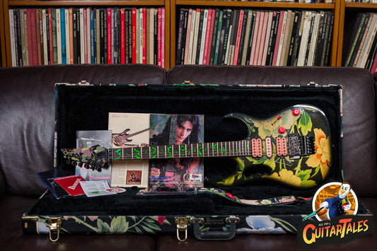 Ibanez JEM77-FP Steve Vai Signed 1989 Black Floral Pattern With Floral Case
